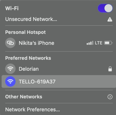 TELLO connection - WiFi Connection